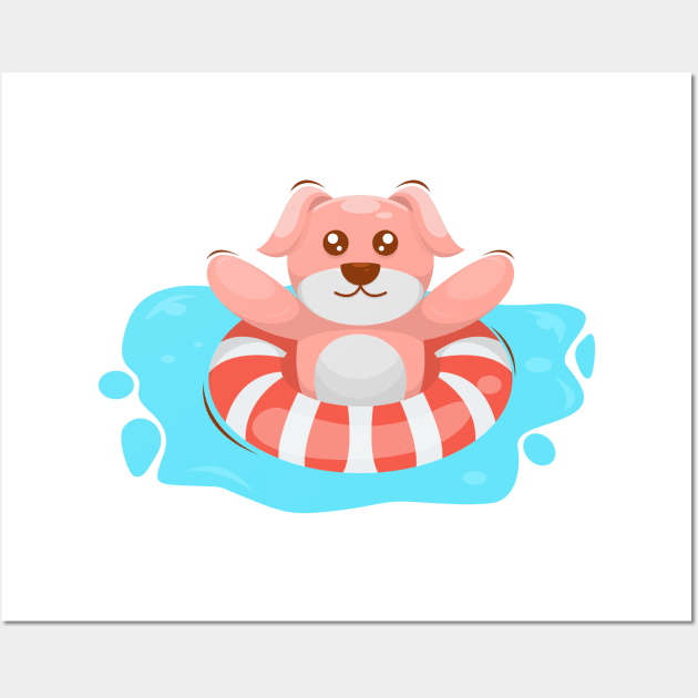 Cute Dog Swimming Wall Art by KLE!